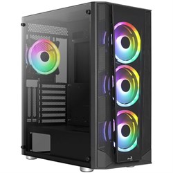 Case AEROCOOL PRISM-G-BK-v2 Black, ATX, NoPSU, 1xU2, 2xU3, T.Glass, LED Stripe, 4x120mm FRGB Fan 148016 - фото 11116