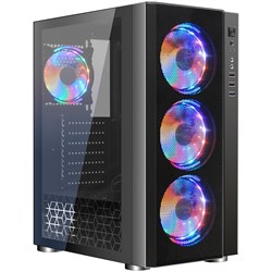 Case GINZZU CL300 Black, ATX, NoPSU, 2xU2, 1xU3, T.Glass, 4xRGB Fan 120mm 153057 - фото 11819