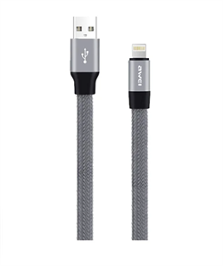 Кабель USB AWEI CL-11 Lightning Iphone 8 pin, 1m, плоский / оплетка, серый 7431 - фото 13775