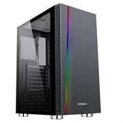 Case GINZZU CL200 Black, ATX, NoPSU, 2xU2, 1xU3, T.Glass, RGB Stripe