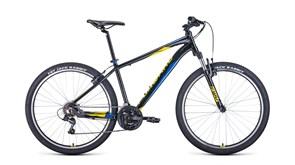 Велосипед FORWARD APACHE 27,5 1.0 (27,5" 21 ск. рост. 17") 2022, черный/желтый, RBK22FW27270