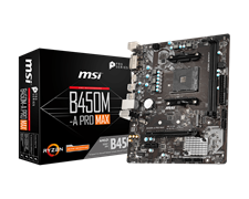 MB MSI AM4 B450M-A PRO MAX 1xPCI-Ex16, 2xPCI-Ex1, 4xDDR4, 1xM.2, RAID, DVI/HDMI, mATX, RTL 155596