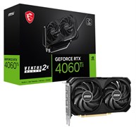 VIDEOCARD MSI GeForce RTX4060Ti, RTX 4060 Ti VENTUS 2X BLACK 16G OC, 16Gb DDR6, 128bit, HDMI/3xDP, RTL 155598