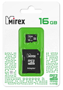 MicroSDHC 16Gb MIREX Class10 + Адаптер RTL