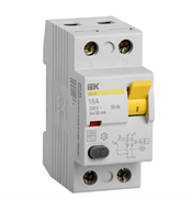 Выключатель дифференциального тока (УЗО) 2п 16А 10мА ВД1-63 АС(Электромеханическое) MDV10-2-016-010 IEK