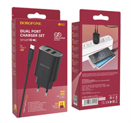 Сетевое з/у 2USB 2.1A для micro USB Borofone BN2 1м (Black) 7697