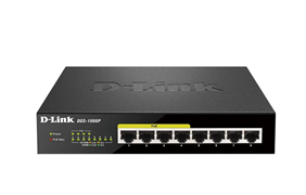 Коммутатор D-LINK DGS-1008P/D1A неуправляемый, настольный, порты 1000Base-T(Gigabit Ethernet)