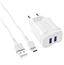 BOROFONE BA37A Белый ЗУ с 2*USB + кабель Micro USB (5B,2400mA) Б0000011563 - фото 14243